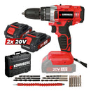 Taladro Percutor + 2 Baterias 20v Kommberg 13mm Maletin 2 Baterias, Cargador Y Accesorios Kb-tpb1020-2